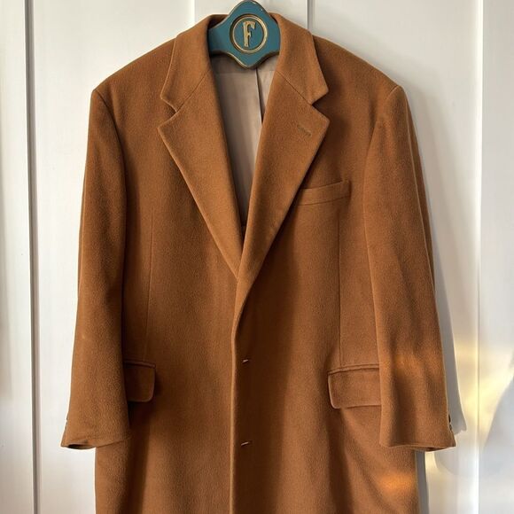 VTG BILL BLASS 100% Cashmere Tan Camel Coat Jacket - 44R - Picture 2 of 6